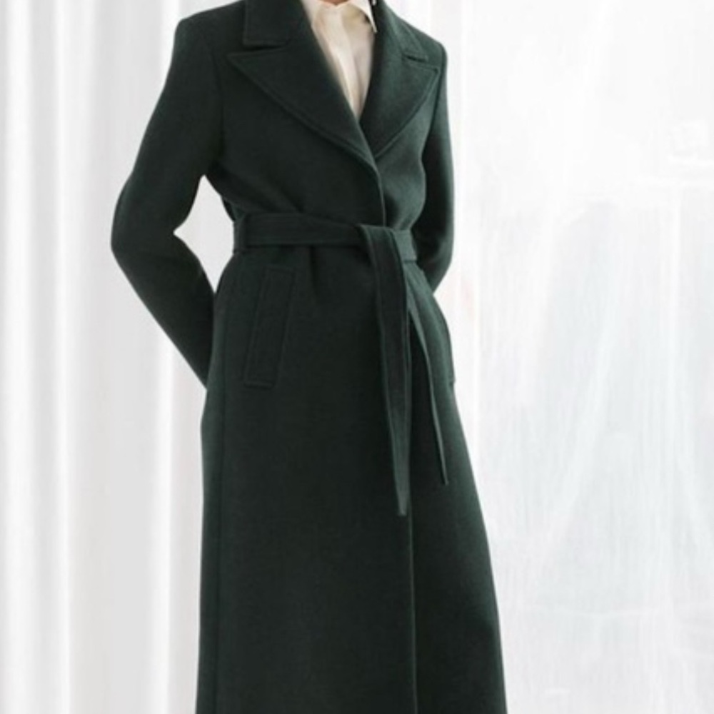 & Other Stories long, forest green herringbone coat. Never worn.